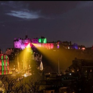 Edinburgh Castle lit up at Christmas